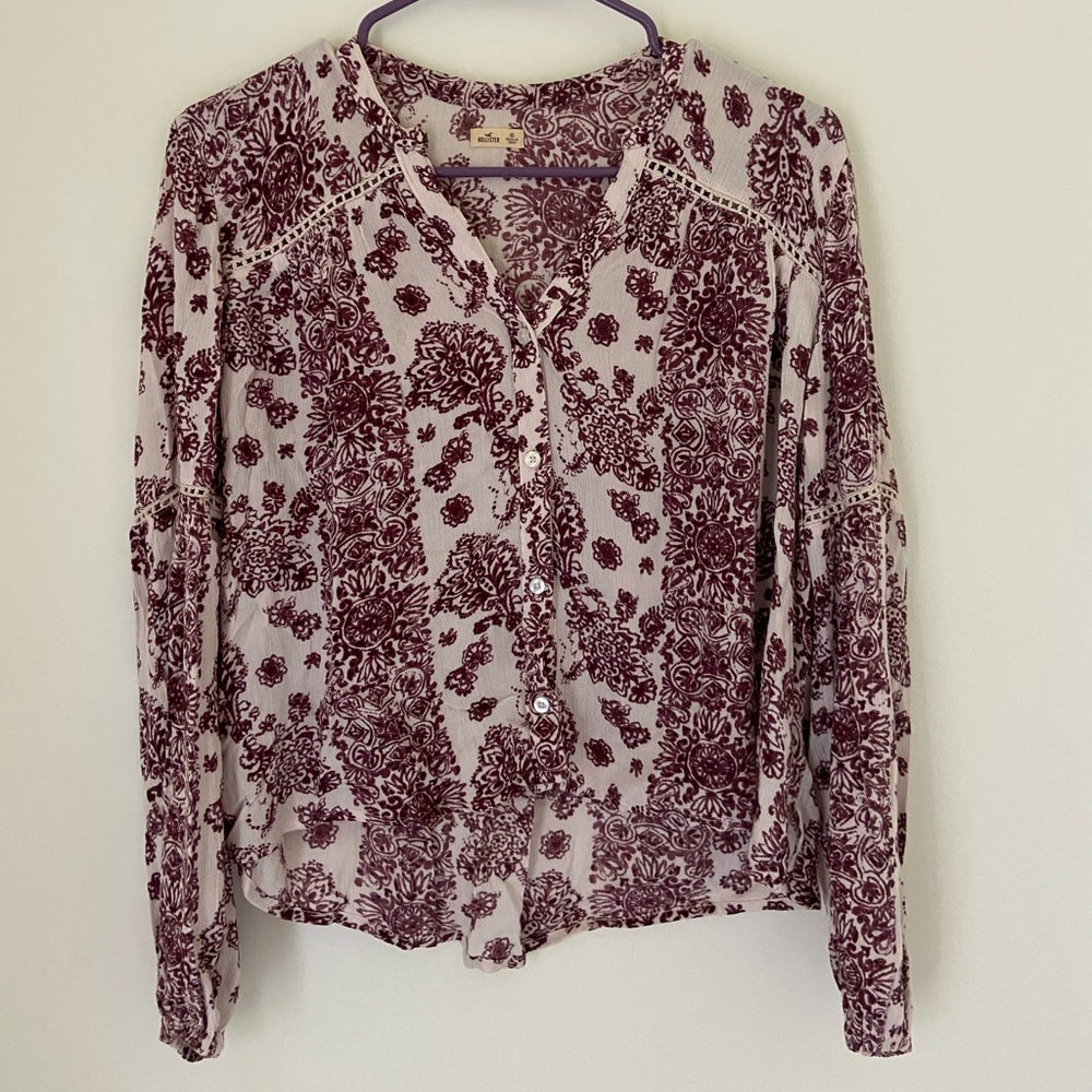 Floral Hollister Button Up Blouse